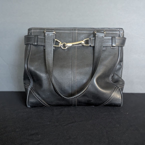 Coach  Black Leather Shoulder Bag Horsebit Vintage Authentic - Picture 10 of 13